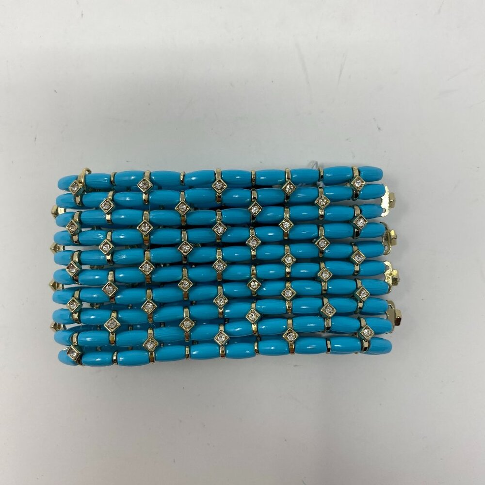 king square stretch 10 strand turquoise blue bracelet